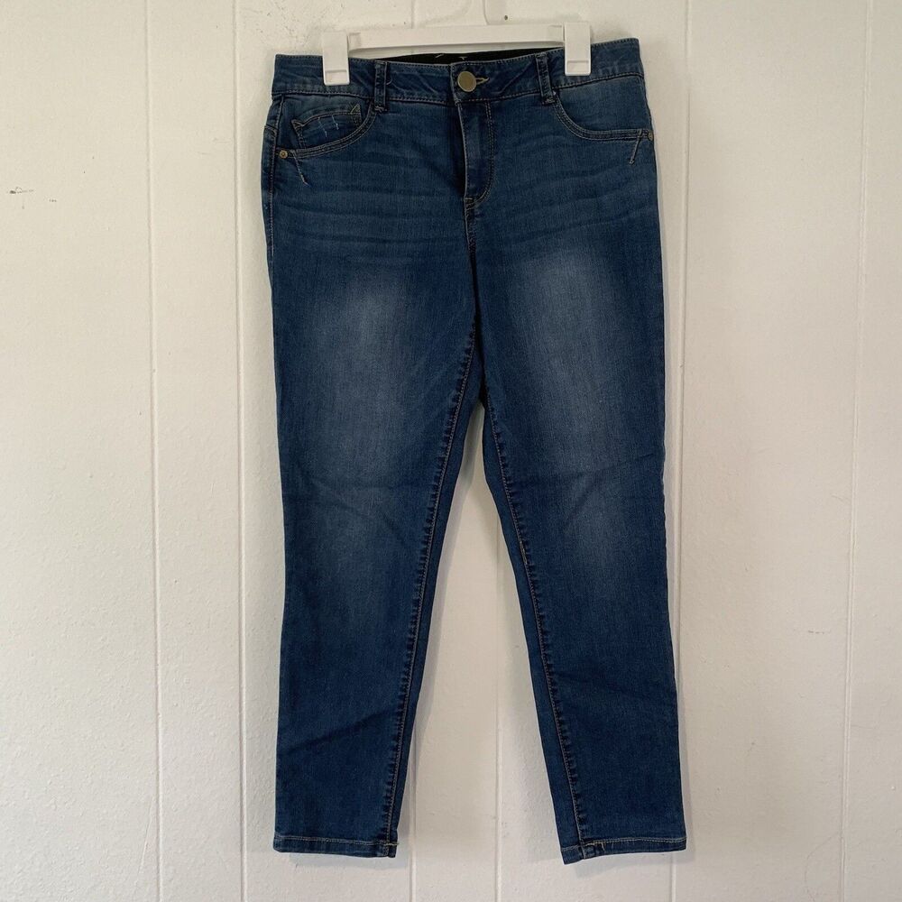 Democracy Womens 10 Jeans Denim Ad Solution Elastic Waist Skinny Dark Wash